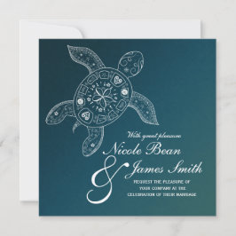 Hawaiiaanse Zeeschildpad Wit op Turquoise Strand B Kaart