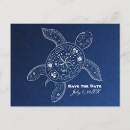 Hawaiiaanse Zeeschildpad Witte Blauwe Strand Bewaa Aankondigingskaart