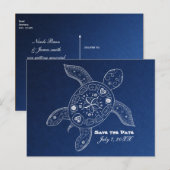 Hawaiiaanse Zeeschildpad Witte Blauwe Strand Reddi Aankondigingskaart (Voorkant / Achterkant)