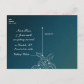 Hawaiiaanse Zeeschildpad Witte Teal Strand Save Th Aankondigingskaart (Achterkant)