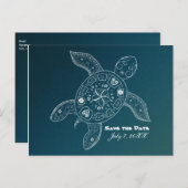 Hawaiiaanse zeeschildpad witte turquoise strand sa aankondigingskaart (Voorkant / Achterkant)