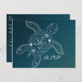 Hawaiiaanse zeeschildpad witte turquoise strandbru uitnodiging briefkaart (Voorkant / Achterkant)