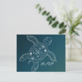 Hawaiiaanse zeeschildpad witte turquoise strandbru uitnodiging briefkaart (Staand voorkant)