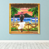 HAWAIIAANSE ZONSONDERGANG HULA CANVAS AFDRUK (Insitu (Houten vloer))