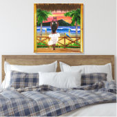 HAWAIIAANSE ZONSONDERGANG HULA CANVAS AFDRUK (Insitu (Slaapkamer))
