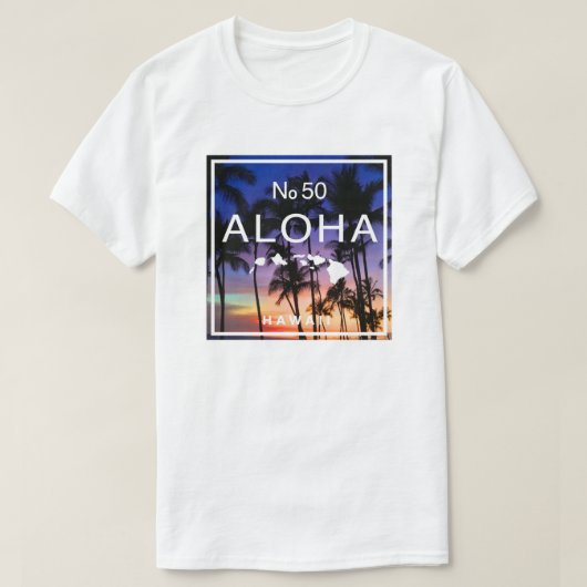 Hawaiiaanse zonsondergang vibes met palmbomen gloe t-shirt (Design voorkant)