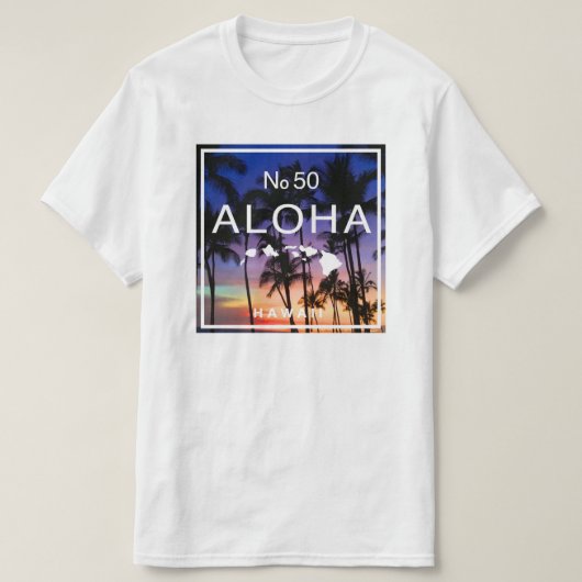 Hawaiiaanse zonsondergang vibes met palmbomen gloe t-shirt (Design voorkant)