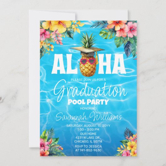 Hawaiian Afstuderen Zwembad Party Verjaardag Kaart (Voorkant)