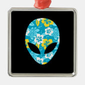 Hawaiian Alien Head beroemd gemaakt door Funny Ali Metalen Ornament (Voorkant)