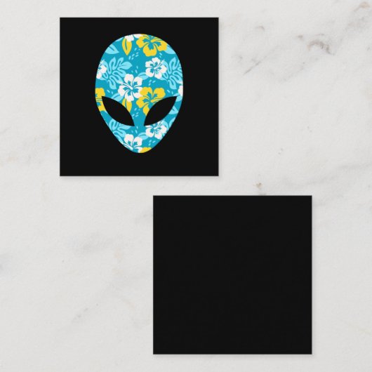 Hawaiian Alien Head beroemd gemaakt door Funny Ali Vierkante Visitekaartje (Voorkant / Achterkant)