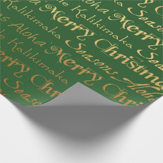 Hawaiian Aloha Emerald Green Gold Cadeaupapier (Hoek)