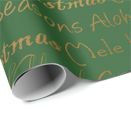 Hawaiian Aloha Emerald Green Gold Cadeaupapier (Rol Hoek)