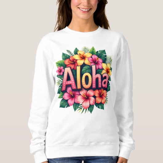 Hawaiian Aloha Flower Trui (Voorkant)