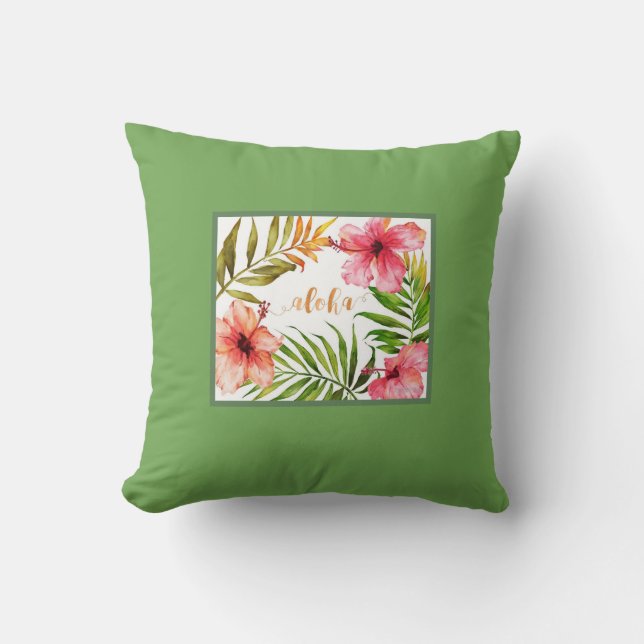Hawaiian aloha green kussen (Voorkant)
