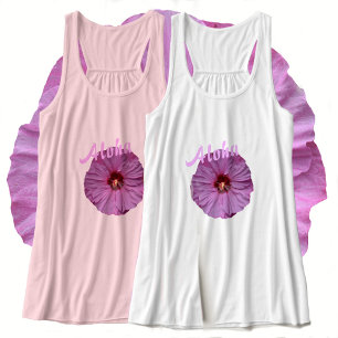 Hawaiian Aloha Lilas Paarse Hibiscus Bloem Tanktop