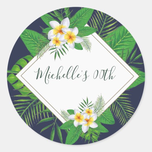 Hawaiian Aloha Luau Birthday Party Ronde Sticker (Voorkant)