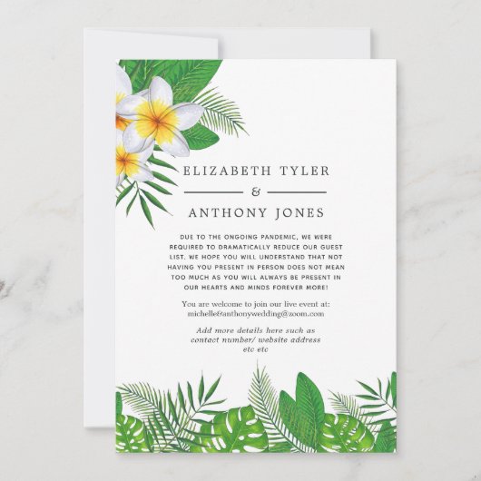 Hawaiian Aloha Luau Wedding Reduced Guest List Aankondiging (Voorkant)