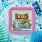 Hawaiian Aloha Papieren Bordje (Feest)