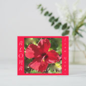 Hawaiian Aloha Red Hibiscus Flower Briefkaart (Staand voorkant)
