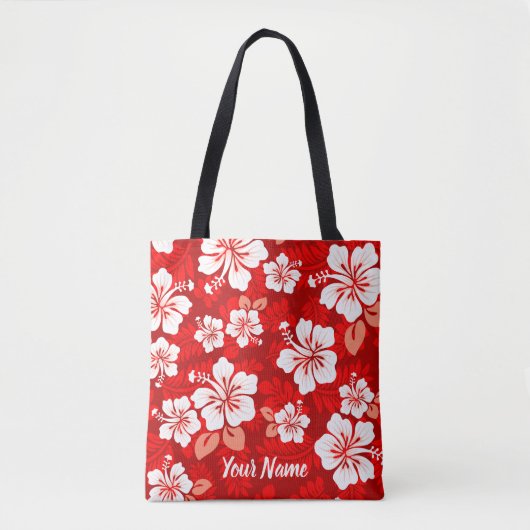 Hawaiian Aloha Shirt Pattern — Red Tote Bag (Voorkant)