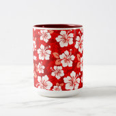 Hawaiian Aloha Shirt Pattern — Red Tweekleurige Koffiemok (Center)