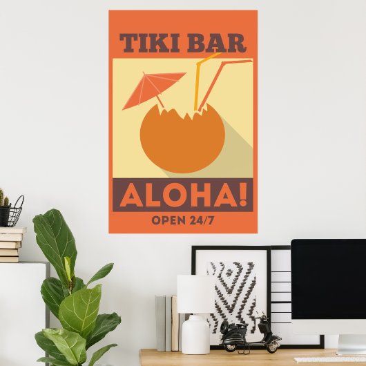 Hawaiian Aloha Tiki Bar Poster (Thuiskantoor)