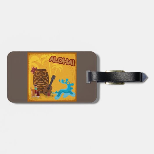 Hawaiian Aloha Tiki Bar Retro Luau Party Bagagelabel (Achterkant horizontaal)