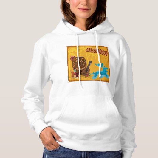 Hawaiian Aloha Tiki Bar Retro Luau Party Hoodie (Voorkant)