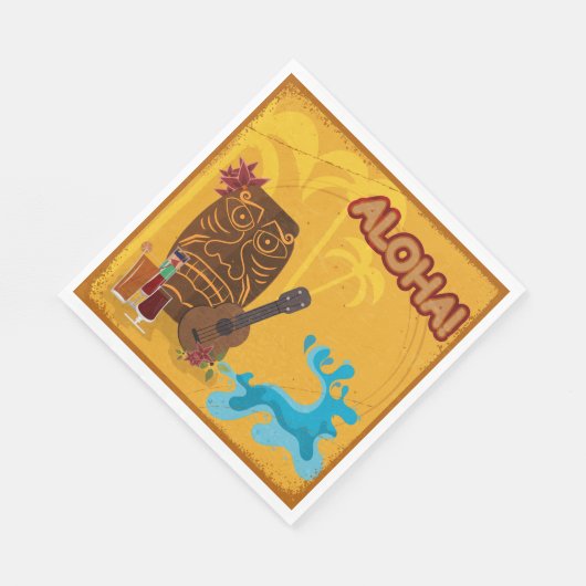 Hawaiian Aloha Tiki Bar Retro Luau Party Servet (Hoek)