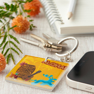 Hawaiian Aloha Tiki Bar Retro Luau Party Sleutelhanger