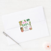 Hawaiian Aloha Tropical Baby Meisje  Favor Vierkante Sticker (Envelop)