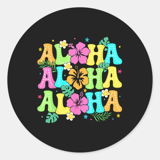 Hawaiian Aloha Tropical Luau Kostuumfeest Hawaï Ronde Sticker (Voorkant)