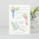 Hawaiian Aloha Tropical Parrots Baby shower Kaart (Staand voorkant)