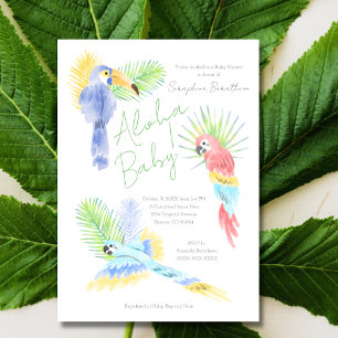 Hawaiian Aloha Tropical Parrots Baby shower Kaart