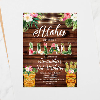 Hawaiian Aloha Tropische Verjaardag Luau Party Kaart