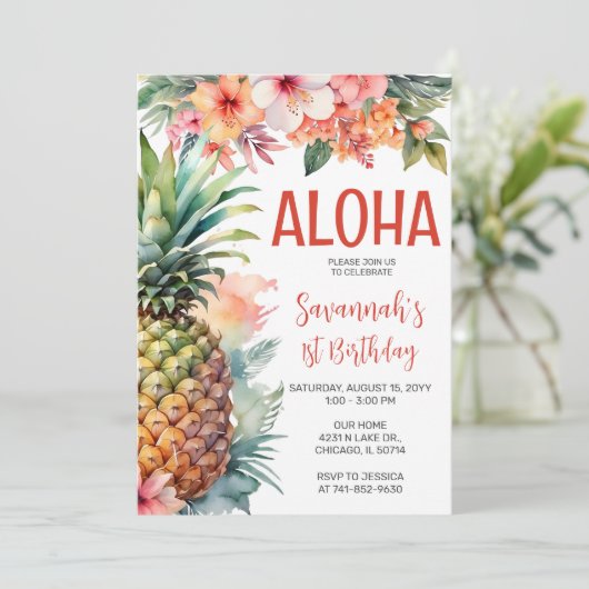 Hawaiian Aloha Verjaardagsfeestje Kaart (Staand voorkant)