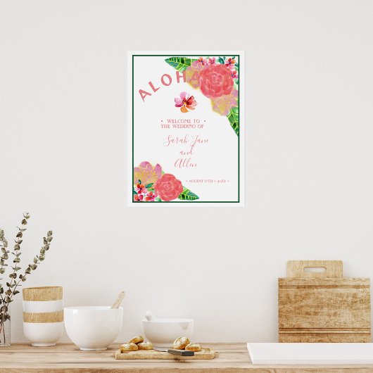 Hawaiian Aloha Wedding Welkom 2 Poster (Keuken)