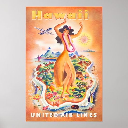 Hawaiian Art Hawaii Print United Travel Poster (Voorkant)