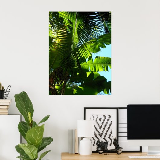 Hawaiian Banana and Coconut Trees Poster (Thuiskantoor)