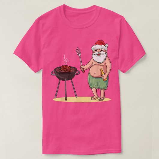 Hawaiian BBQ Santa Claus Kerstmis in juli T-Shirt (Design voorkant)