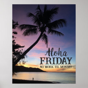 Hawaiian Beach Bar Aloha Vrijdag Tropische Sunset Poster