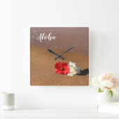 Hawaiian Beach Hibiscus Wall klok (Huis)