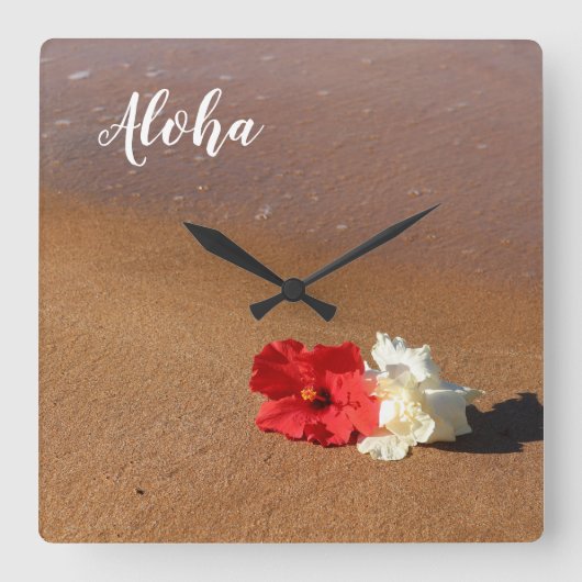 Hawaiian Beach Hibiscus Wall klok (Voorkant)
