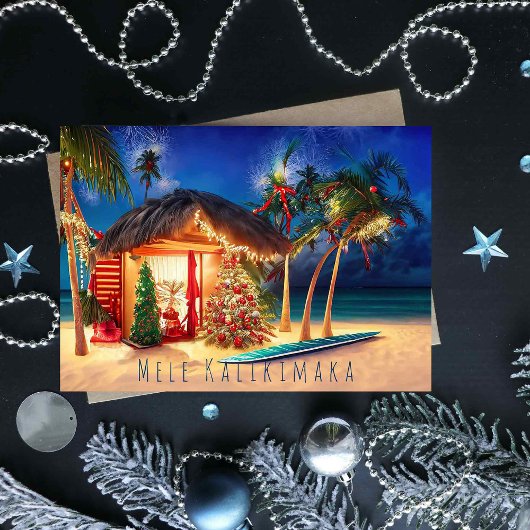 Hawaiian Beach Kerstmis Kaart