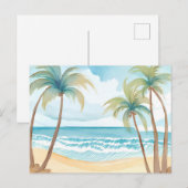Hawaiian Beach | Palmboom Tropische Waterverf Briefkaart (Voorkant / Achterkant)