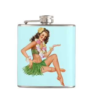 Hawaiian  Beach pin-up girl Heupfles