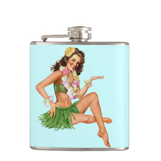 Hawaiian  Beach pin-up girl Heupfles
