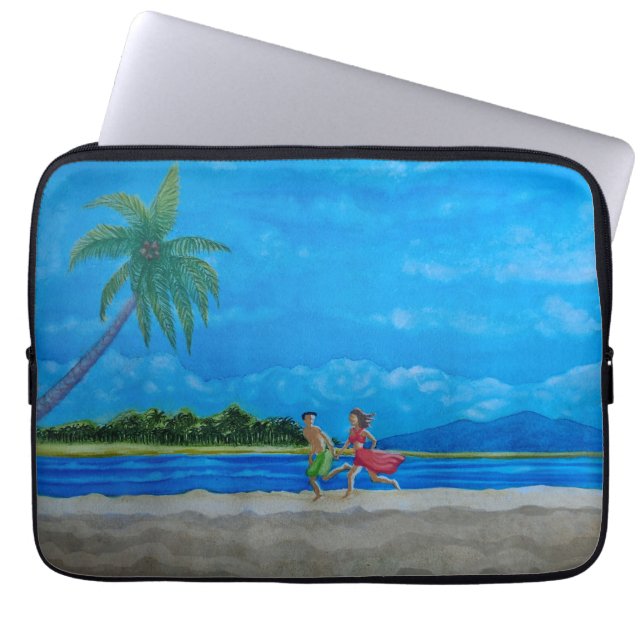 Hawaiian Beach Run Laptop Sleeve (Voorkant)