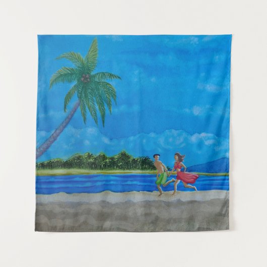 Hawaiian Beach Run Wandkleed (Voorkant)