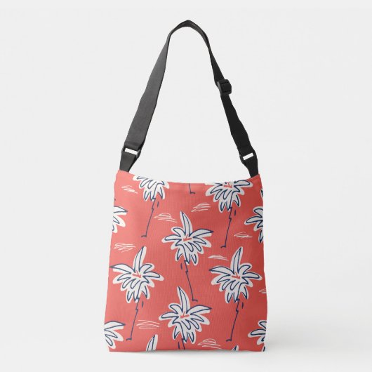 Hawaiian beach shirt, doodle palmpatroon. crossbody tas (Voorkant)